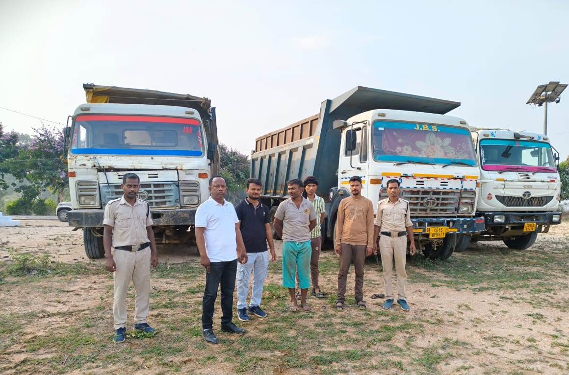 छत्तीसगढ़ में खनिज माफियाओं पर सख्ती, पस्ता में अवैध गिट्टी परिवहन करते चार हाइवा वाहन जब्त