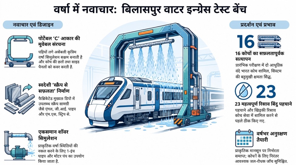 अब बिना बारिश के भी होगी रेल कोचों में पानी रिसाव की जांच, यात्रियों को मिलेगा अधिक सुरक्षित एवं आरामदायक सफर