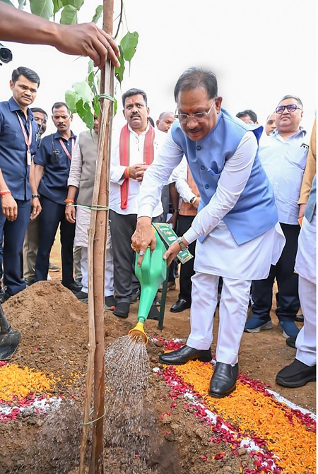 CM साय ने अपनी माँ के नाम पर लगाया पीपल का पौधा, वन महोत्सव-2026 का हुआ शुभारंभ